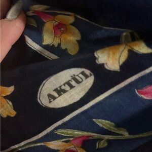 Floral Women's Scarf - Navy and Yellow